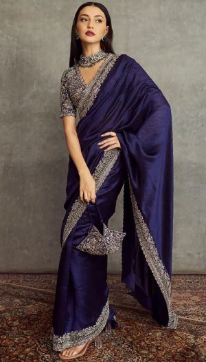 Purple Silk Saree Set